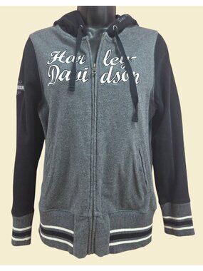 Harley Davidson Womens Full-Zip Hoodie Size Medium Black Gray